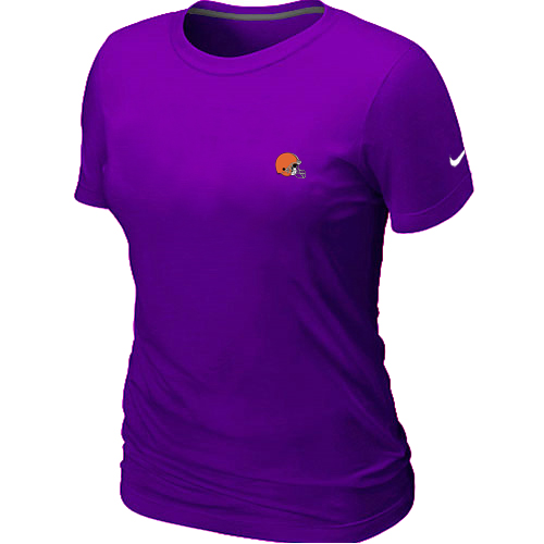 Cleveland Browns  Chest embroidered logo women's T-Shirt purple