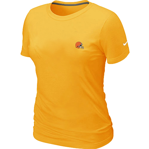 Cleveland Browns  Chest embroidered logo women's T-Shirt yellow