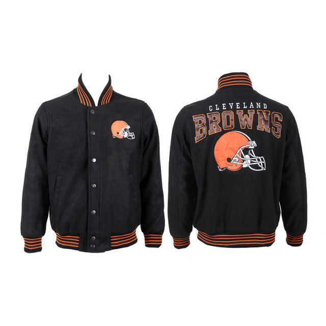 Cleveland Browns Black Team Logo Suede NFL Jackets