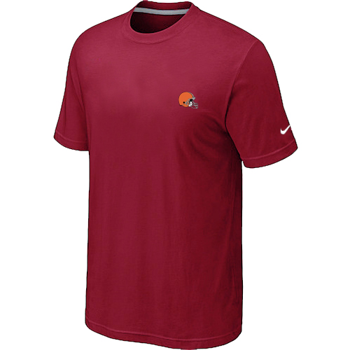Cleveland Browns Chest embroidered logo  T-Shirt RED