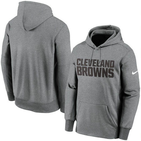 Cleveland Browns Nike Fan Gear Wordmark Performance Pullover Hoodie Heathered Charcoal