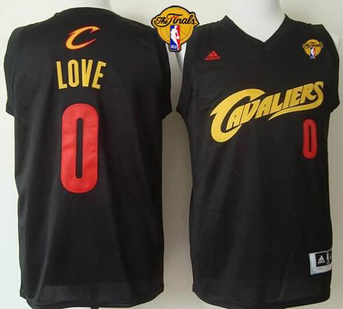 Cleveland Cavaliers 0 Kevin Love Black(Red No.) Fashion The Finals Patch NBA Jersey