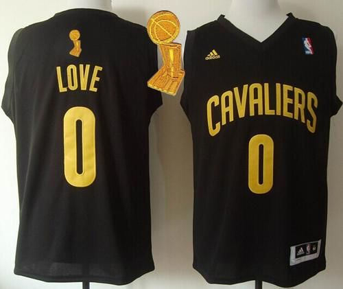 Cleveland Cavaliers 0 Kevin Love Black Fashion The Champions Patch NBA Jersey