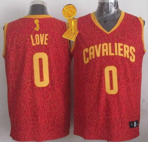 Cleveland Cavaliers 0 Kevin Love Red Crazy Light The Champions Patch NBA Jersey