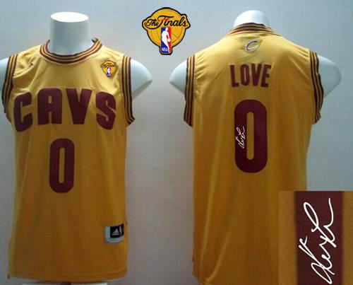 Cleveland Cavaliers 0 Kevin Love Yellow Signed The Finals Patch Revolution 30 NBA Jersey