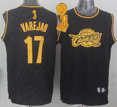 Cleveland Cavaliers 17 Anderson Varejao Black Precious Metals Fashion The Champions Patch NBA Jersey