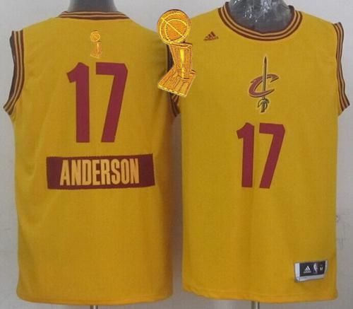 Cleveland Cavaliers 17 Anderson Varejao Yellow 2014-15 Christmas Day The Champions Patch NBA Jersey