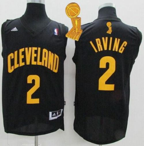 Cleveland Cavaliers 2 Kyrie Irving Black Fashion The Champions Patch NBA Jersey