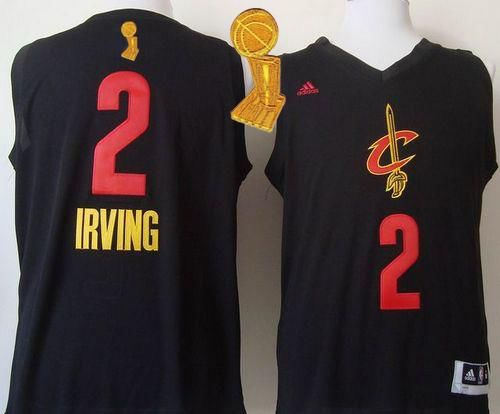 Cleveland Cavaliers 2 Kyrie Irving Black New Fashion The Champions Patch NBA Jersey