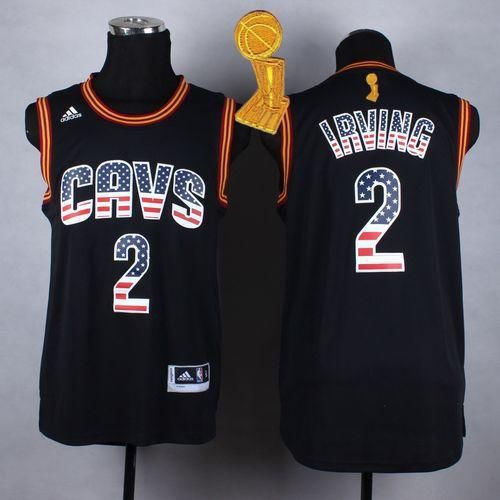 Cleveland Cavaliers 2 Kyrie Irving Black USA Flag Fashion The Champions Patch NBA jersey