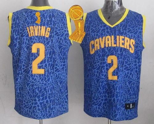 Cleveland Cavaliers 2 Kyrie Irving Blue Crazy Light The Champions Patch NBA Jersey