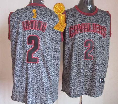 Cleveland Cavaliers 2 Kyrie Irving Grey Static Fashion The Champions Patch NBA Jersey