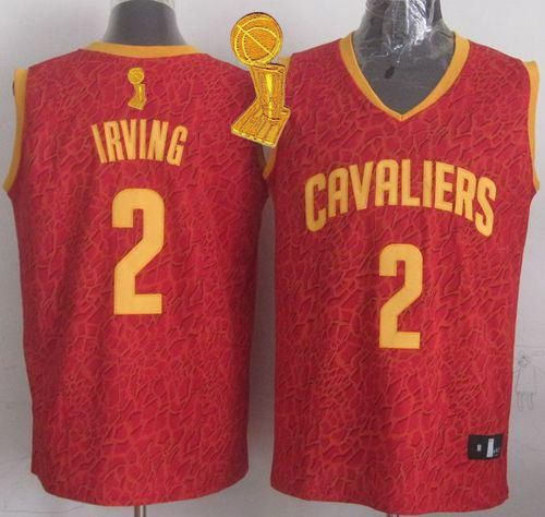 Cleveland Cavaliers 2 Kyrie Irving Red Crazy Light The Champions Patch NBA Jersey