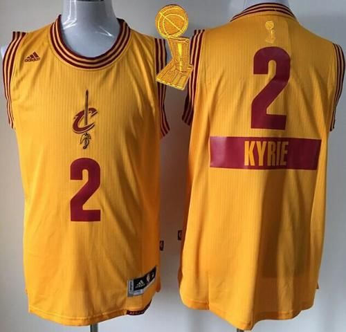 Cleveland Cavaliers 2 Kyrie Irving Yellow 2014-15 Christmas Day The Champions Patch NBA Jersey