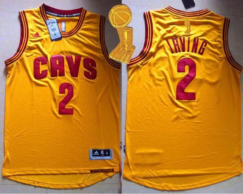 Cleveland Cavaliers 2 Kyrie Irving Yellow Alternate The Champions Patch NBA Jersey