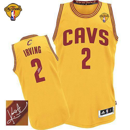 Cleveland Cavaliers 2 Kyrie Irving Yellow Signed The Finals Patch Revolution 30 NBA Jersey
