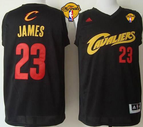 Cleveland Cavaliers 23 LeBron James Black(Red No.) Fashion The Finals Patch NBA Jersey