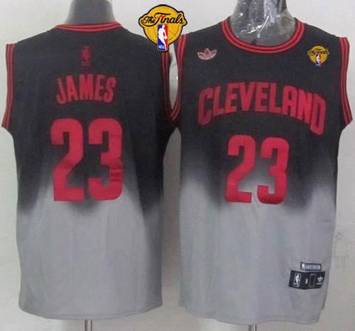 Cleveland Cavaliers 23 LeBron James Black Grey Fadeaway Fashion The Finals Patch NBA jersey