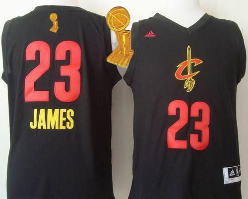 Cleveland Cavaliers 23 LeBron James Black New Fashion The Champions Patch NBA Jersey