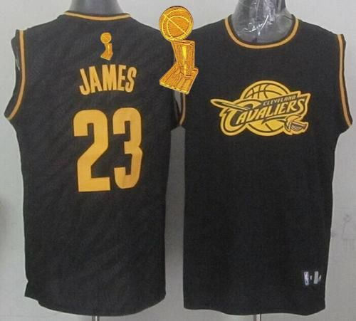 Cleveland Cavaliers 23 LeBron James Black Precious Metals Fashion The Champions Patch NBA Jersey