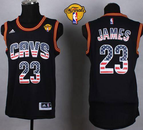 Cleveland Cavaliers 23 LeBron James Black USA Flag Fashion The Finals Patch NBA Jersey