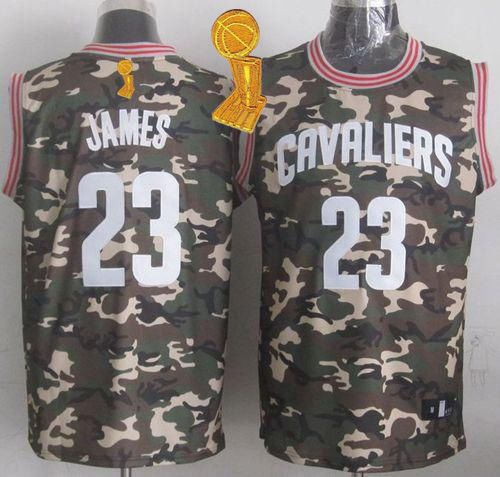 Cleveland Cavaliers 23 LeBron James Camo Stealth Collection The Champions Patch NBA Jersey