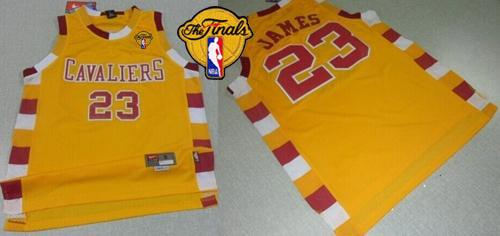 Cleveland Cavaliers 23 LeBron James Gold Throwback Classic The Finals Patch NBA Jersey