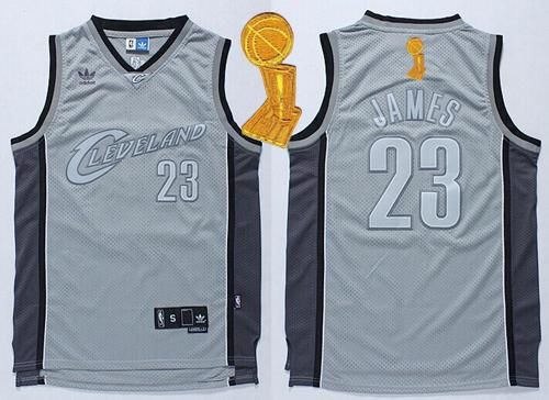 Cleveland Cavaliers 23 LeBron James Grey Anniversary Style The Champions Patch NBA Jersey