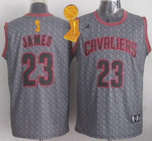 Cleveland Cavaliers 23 LeBron James Grey Static Fashion The Champions Patch NBA Jersey