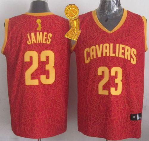 Cleveland Cavaliers 23 LeBron James Red Crazy Light The Champions Patch NBA Jersey