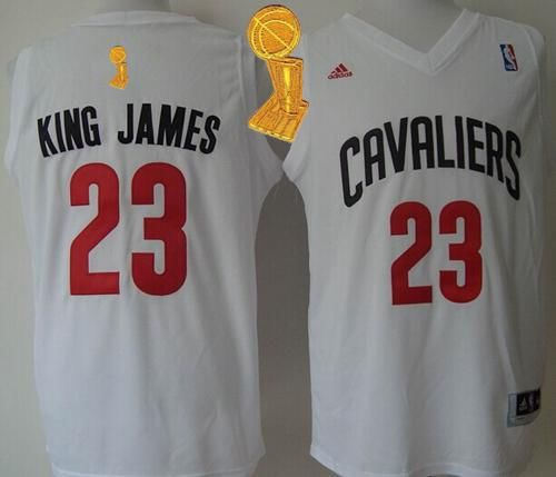 Cleveland Cavaliers 23 LeBron James White King James The Champions Patch NBA Jersey