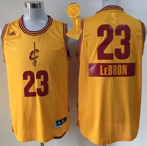 Cleveland Cavaliers 23 LeBron James Yellow 2014-15 Christmas Day The Champions Patch NBA Jersey