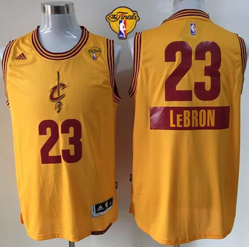 Cleveland Cavaliers 23 LeBron James Yellow 2014-15 Christmas Day The Finals Patch NBA jersey