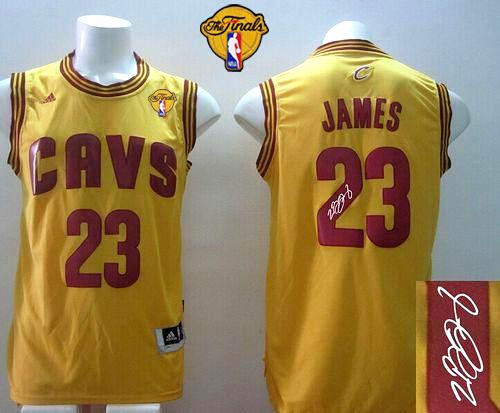 Cleveland Cavaliers 23 LeBron James Yellow Alternate Signed The Finals Patch Revolution 30 NBA Jersey