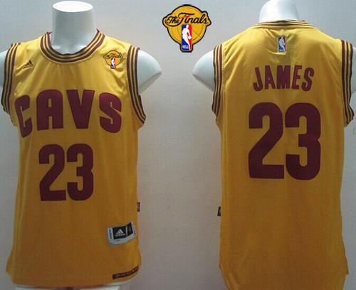 Cleveland Cavaliers 23 LeBron James Yellow Alternate The Finals Patch Revolution 30 NBA Jersey