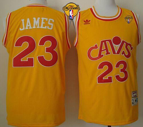 Cleveland Cavaliers 23 LeBron James Yellow CAVS Throwback The Finals Patch NBA Jersey