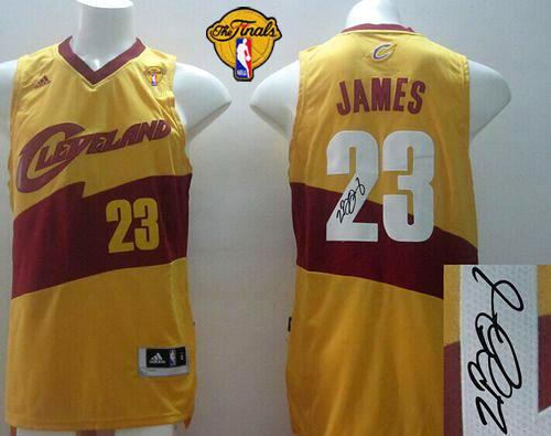 Cleveland Cavaliers 23 LeBron James Yellow Signed The Finals Patch Revolution 30 NBA Jersey