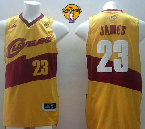 Cleveland Cavaliers 23 LeBron James Yellow The Finals Patch Revolution 30 NBA jersey