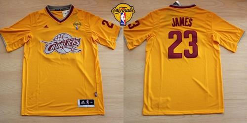 Cleveland Cavaliers 23 LeBron James Yellow Throwback Short Sleeve The Finals Patch NBA Jersey