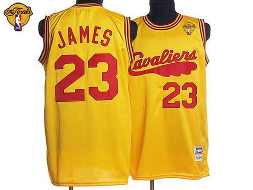 Cleveland Cavaliers 23 LeBron James Yellow Throwback The Finals Patch NBA Jersey