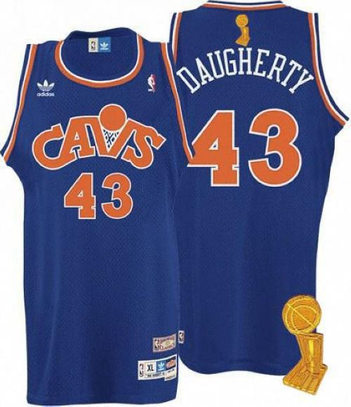 Cleveland Cavaliers 43 Brad Daugherty Blue CAVS Throwback The Champions Patch NBA Jersey