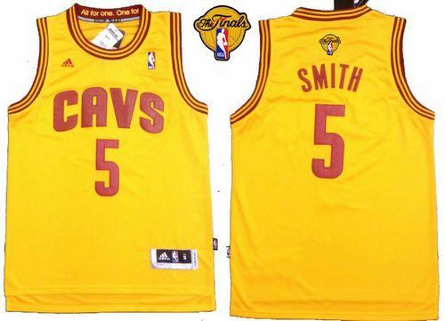 Cleveland Cavaliers 5 J.R. Smith Yellow The Finals Patch Revolution 30 NBA Jersey