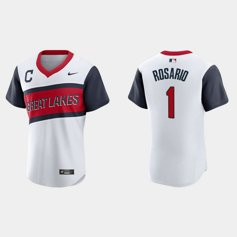Cleveland Indians #1 Amed Rosario Men's Nike White 2021 Little League Class Authentic MLB Jersey