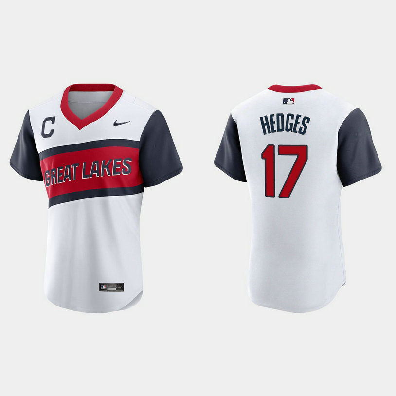 Cleveland Indians #17 Austin Hedges Men's Nike White 2021 Little League Classic Authentic MLB Jersey