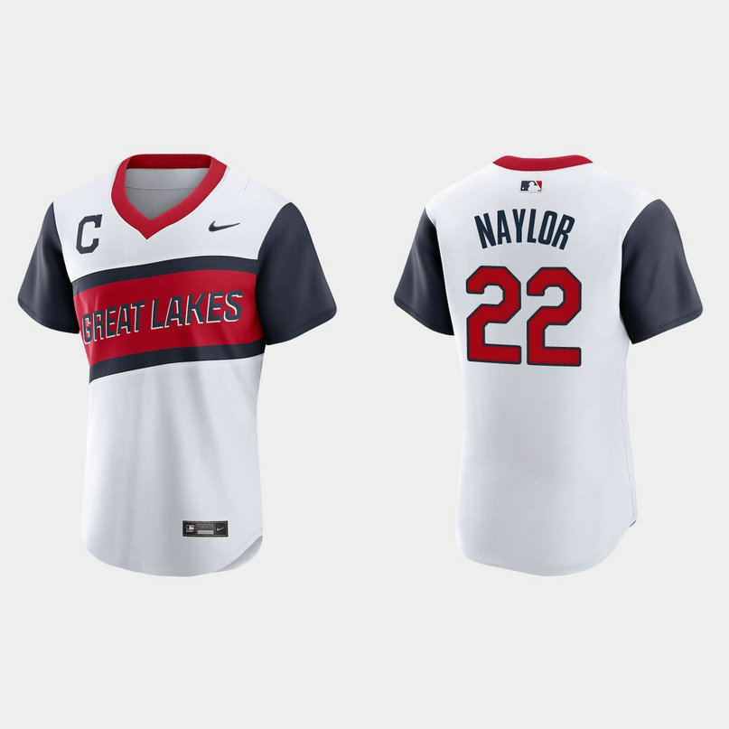 Cleveland Indians #22 Josh Naylor Men's Nike White 2021 Little League Class Authentic MLB Jersey