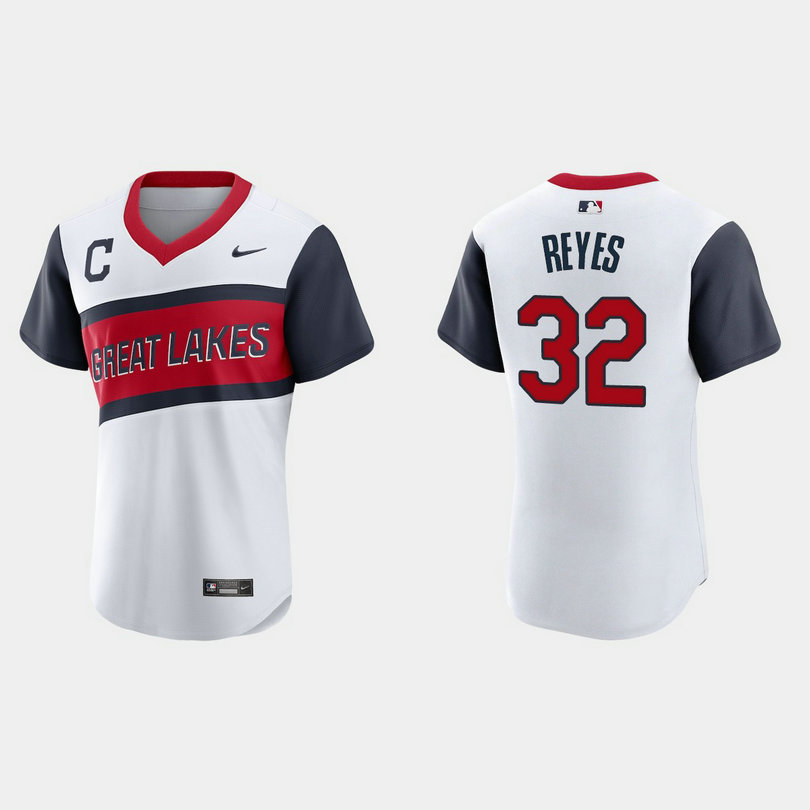 Cleveland Indians #32 Franmil Reyes Men's Nike White 2021 Little League Class Authentic MLB Jersey