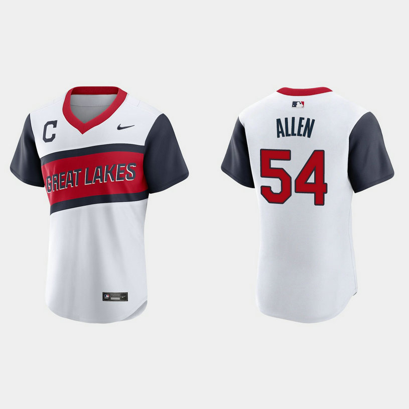 Cleveland Indians #54 Logan Allen Men's Nike White 2021 Little League Class Authentic MLB Jersey