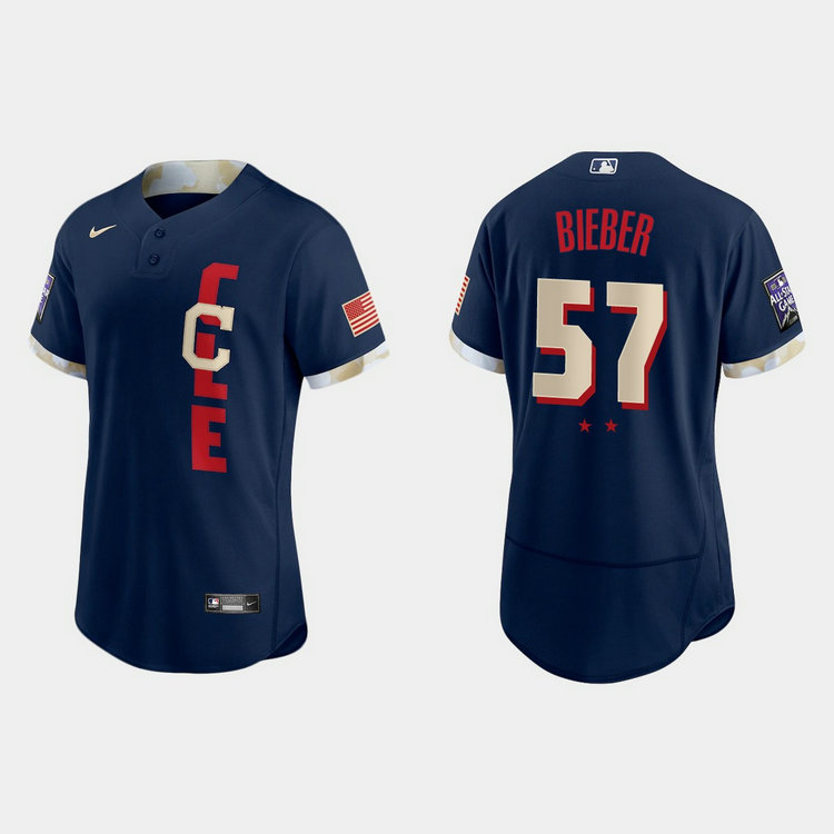 Cleveland Indians #57 Shane Bieber 2021 Mlb All Star Game Authentic Navy Jersey