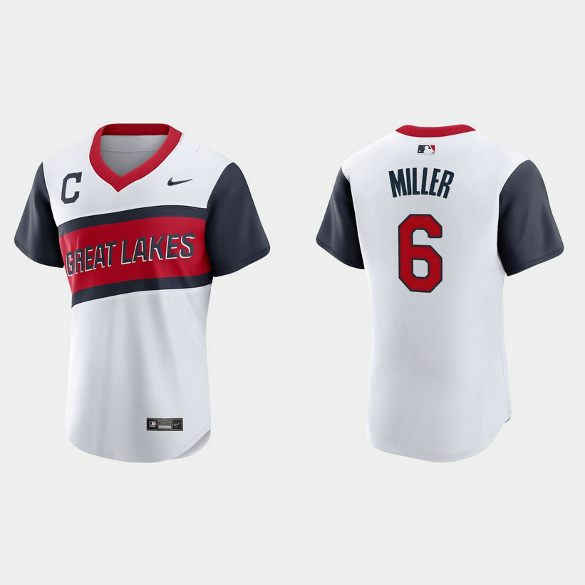 Cleveland Indians #6 Owen Miller Men's Nike White 2021 Little League Class Authentic MLB Jersey