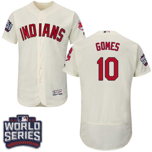 Cleveland Indians 10 Yan Gomes Cream Flexbase Authentic Collection 2016 World Series Bound MLB Jersey